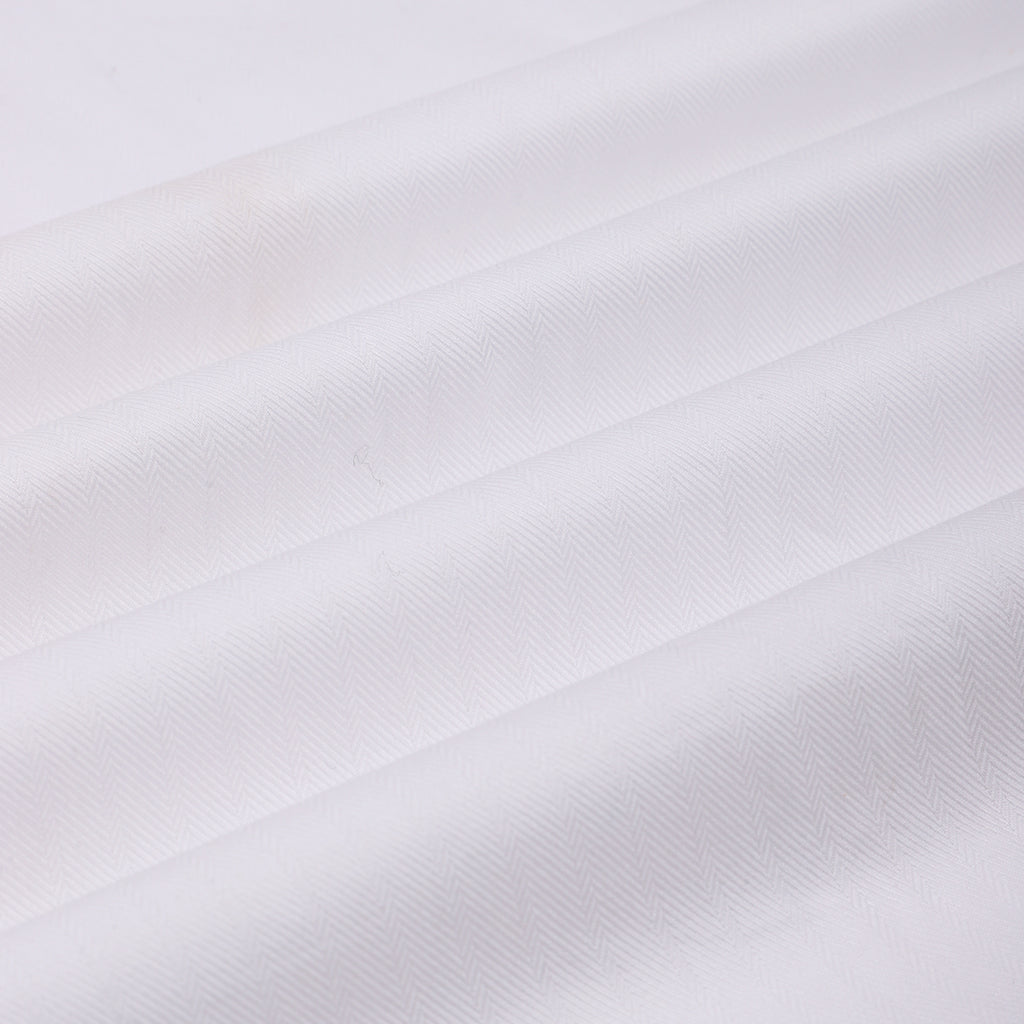 Luthai Premium White Herringbone 2 Ply Giza Cotton Regular Fit Shirt