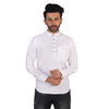Frost White Cotton Linen Rolled-up Sleeve Short Kurta