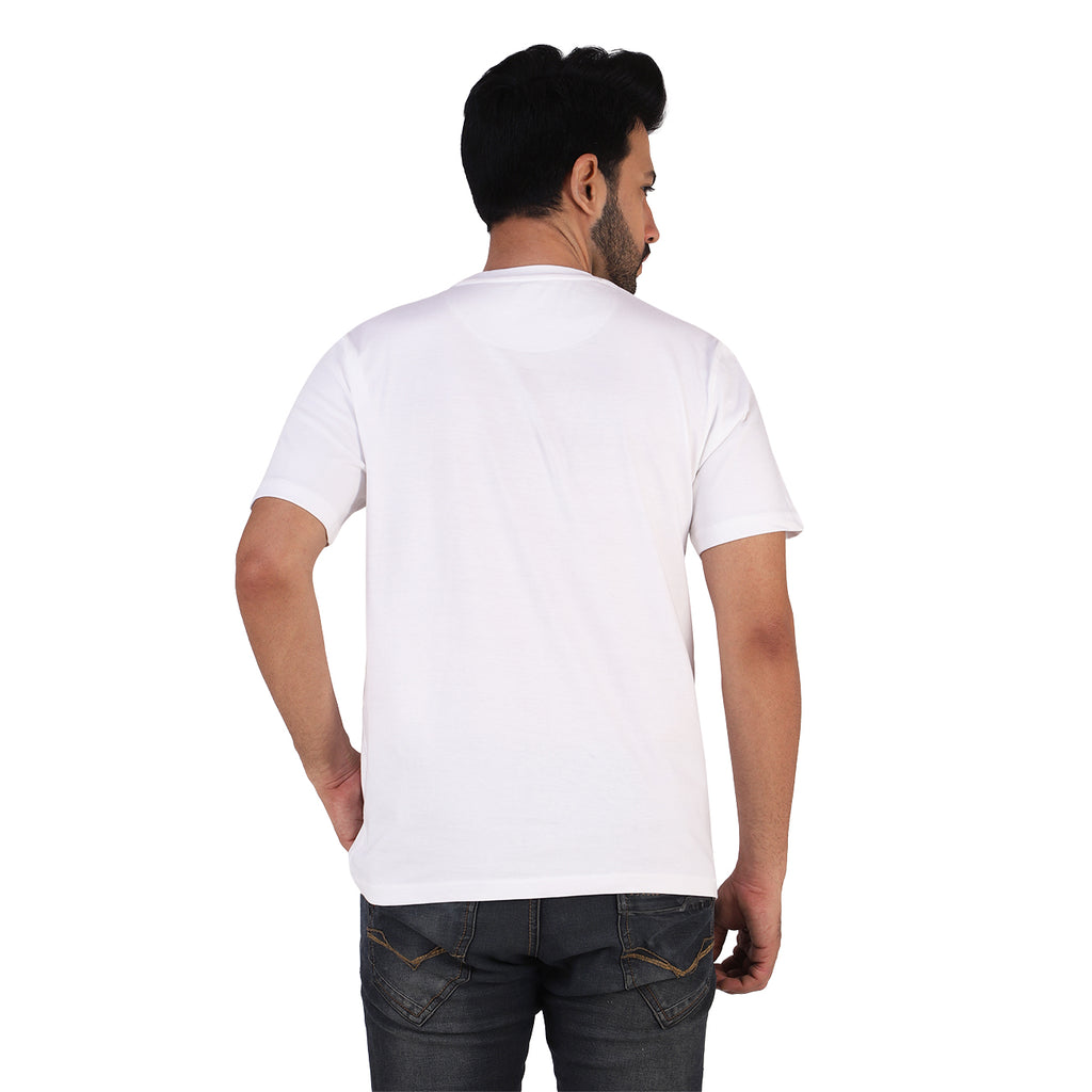 Soft Enzyme Washed Winter White Round Neck Cotton T-shirt