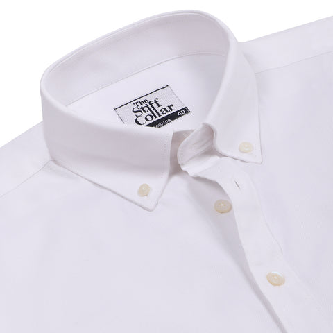 Luthai Madrid White Dobby Button Down 2 Ply Premium Giza Cotton Shirt