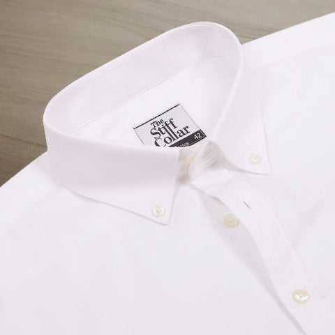 Luthai Ice Crush White Herringbone Button Down 2 Ply Premium Giza Cotton Shirt