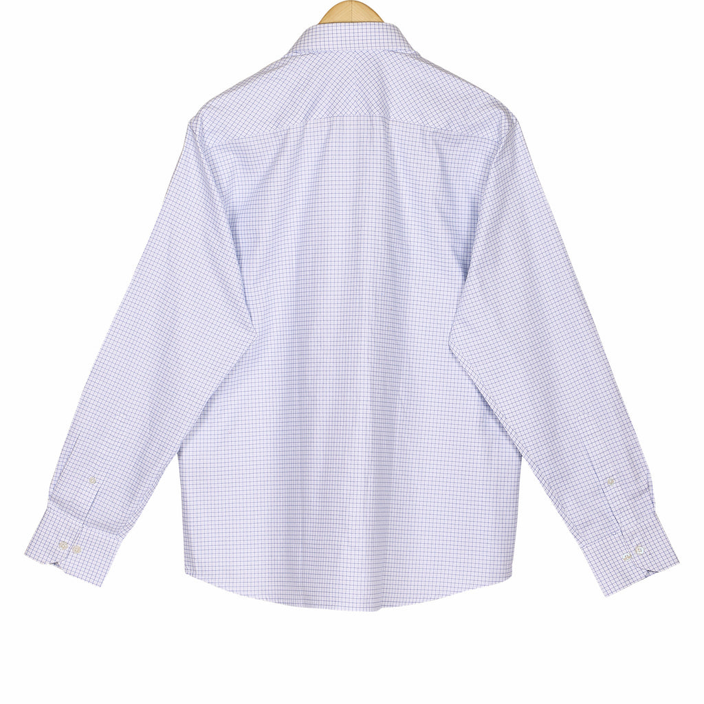 Monti Gulmarg White Herringbone Checks Button Down 2 Ply Giza Cotton Shirt