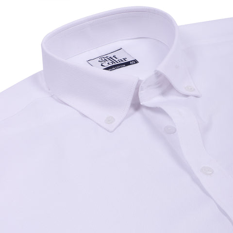 Luthai Madrid White Dobby Button Down 2 Ply Premium Giza Cotton Shirt