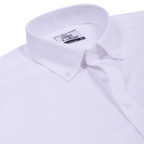 White Herringbone Button Down 2 Ply Giza Premium Cotton Shirt