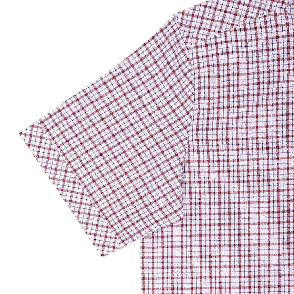 White Red Tattersall Checks Half Sleeves Cotton Shirt