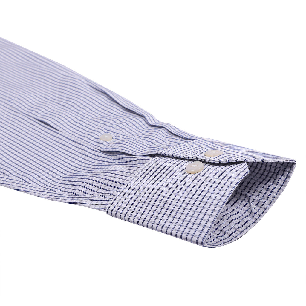 Luthai Premium White Grid Checks 2 Ply Giza Cotton Regular Fit Shirt