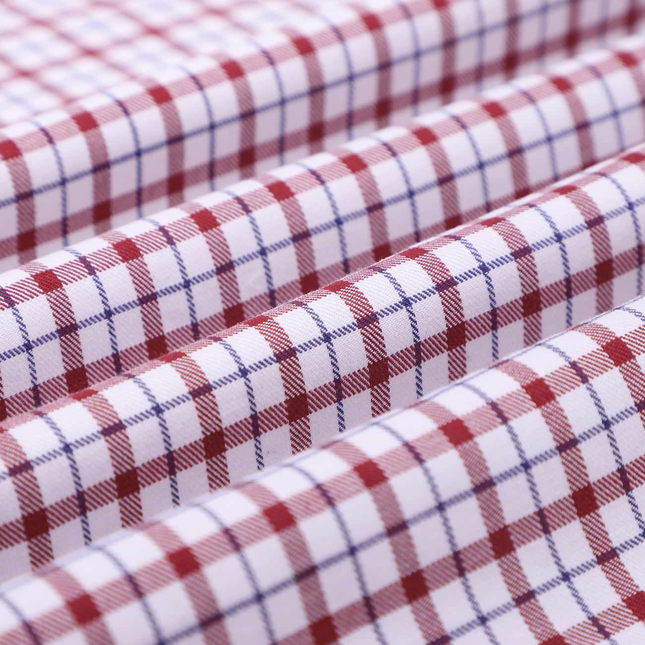 White Red Tattersall Checks Half Sleeves Cotton Shirt