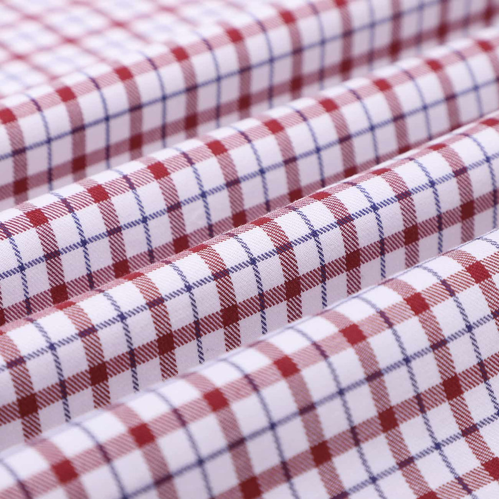 White Red Tattersall Checks Half Sleeves Cotton Shirt