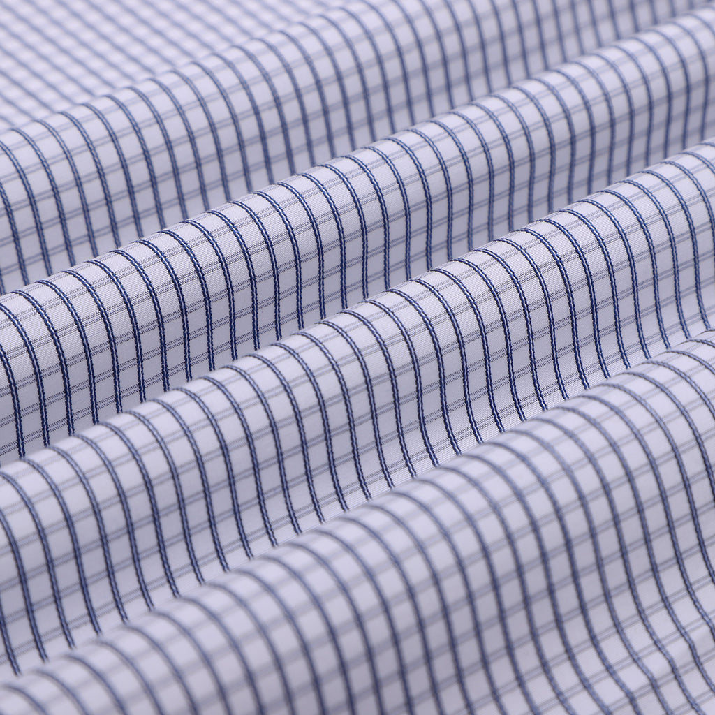 Luthai Premium White Grid Checks 2 Ply Giza Cotton Regular Fit Shirt
