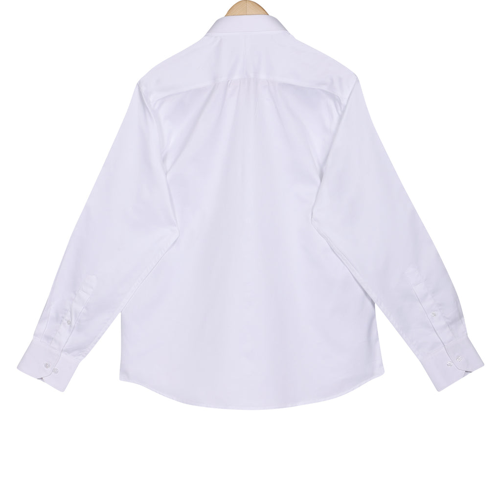 Luthai Absolute White Herringbone Button Down 2 Ply Premium Giza Cotton Shirt