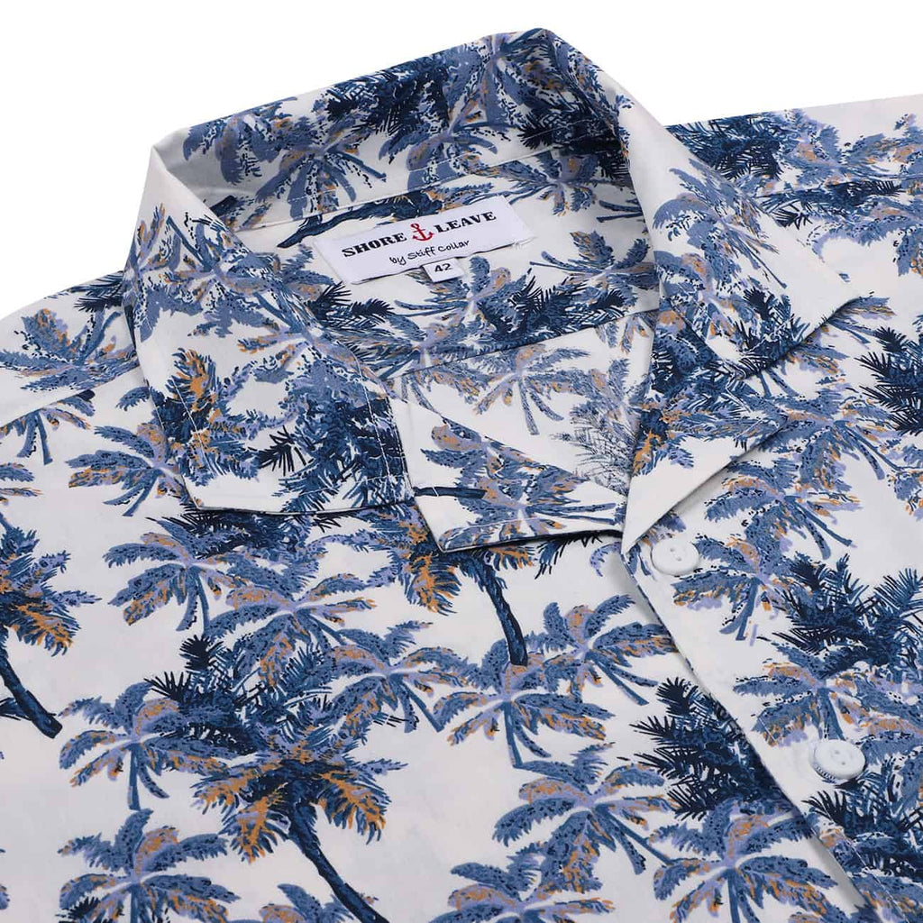 Coconut Tree Print Cuban Collar Beach half Sleeve Shirt