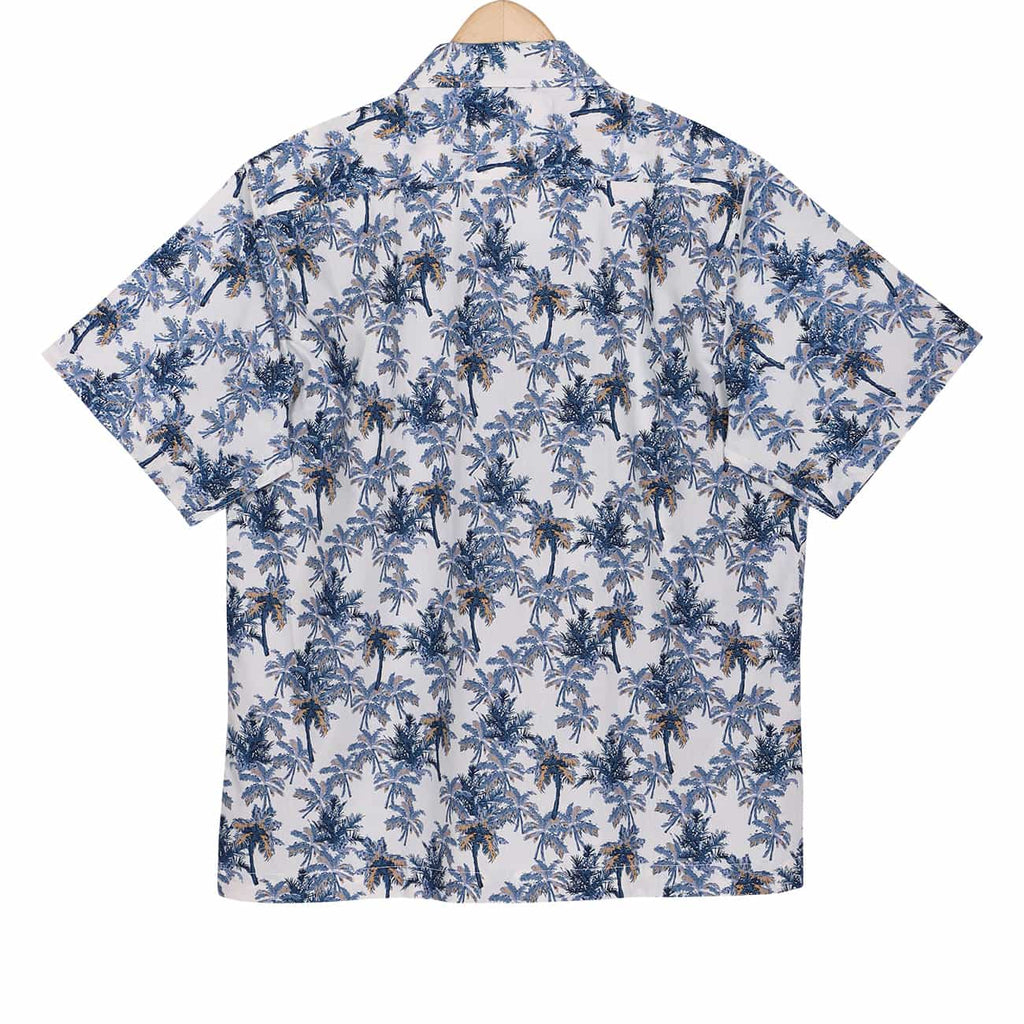 Coconut Tree Print Cuban Collar Beach half Sleeve Shirt