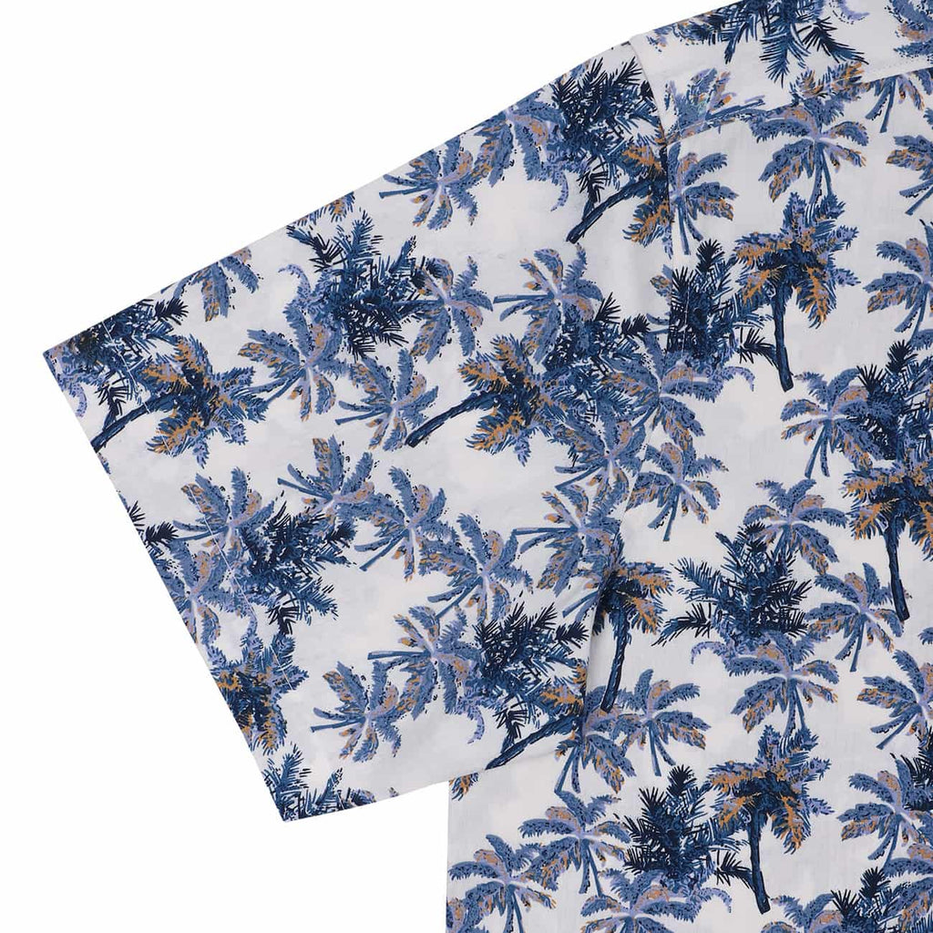 Coconut Tree Print Cuban Collar Beach half Sleeve Shirt