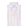 Sand Stripes on White Half Sleeve Linen Cuban Collar Shirt