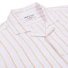 Sand Stripes on White Half Sleeve Linen Cuban Collar Shirt