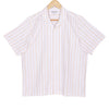 Sand Stripes on White Half Sleeve Linen Cuban Collar Shirt