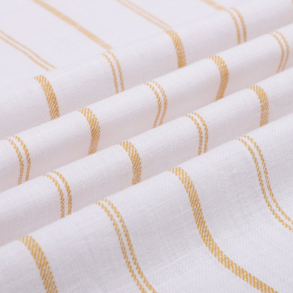 Sand Stripes on White Half Sleeve Linen Cuban Collar Shirt