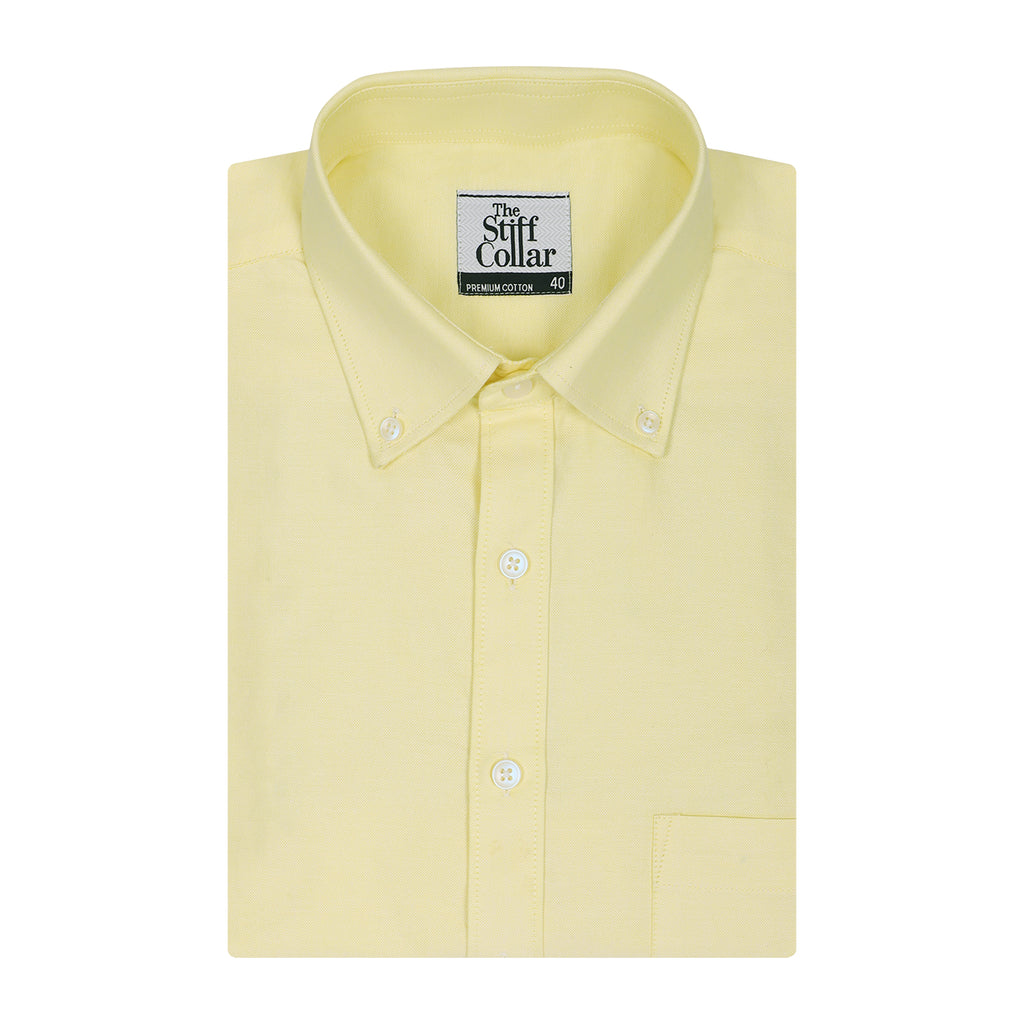 Lemon Yellow Oxford Button Down Cotton Shirt