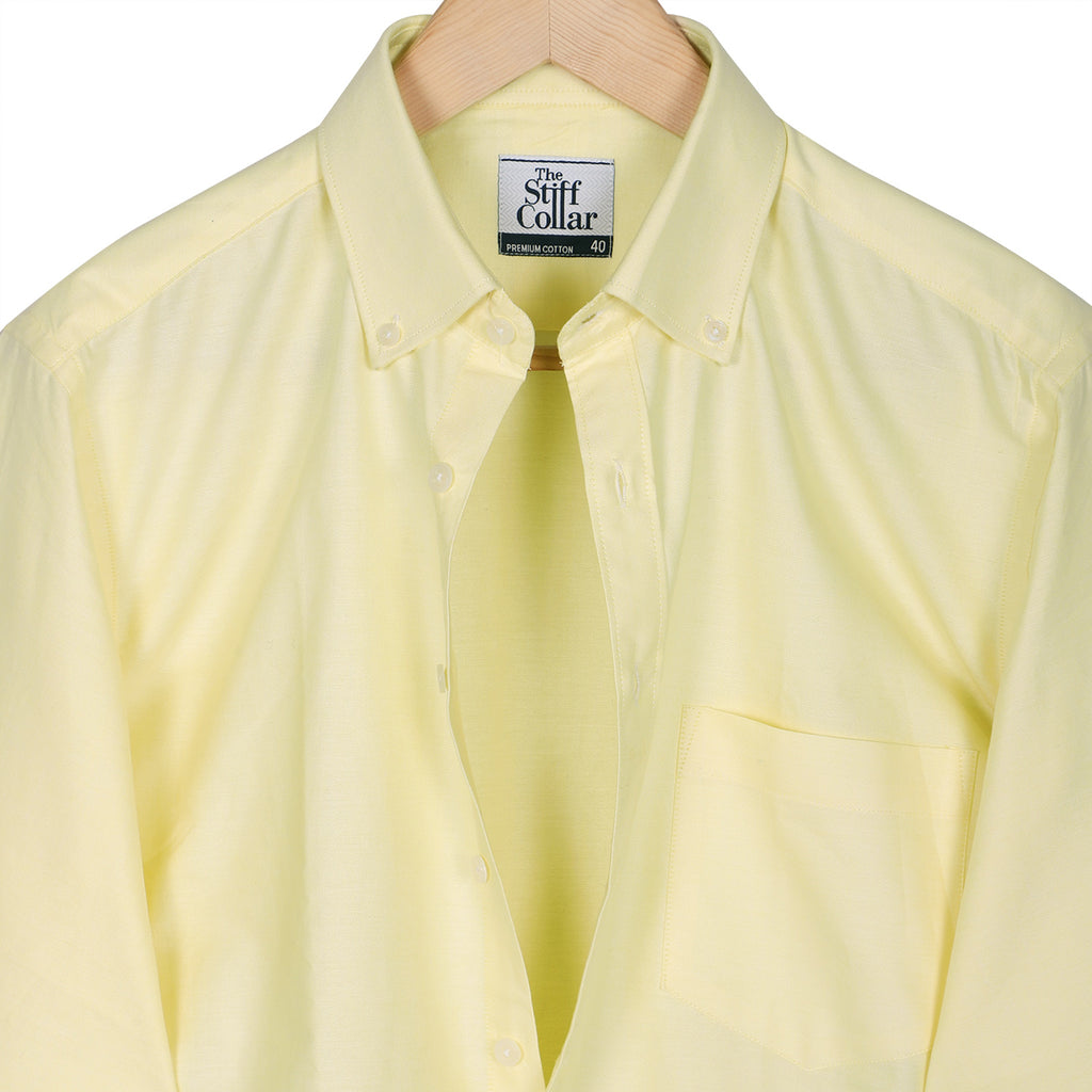 Lemon Yellow Oxford Button Down Cotton Shirt
