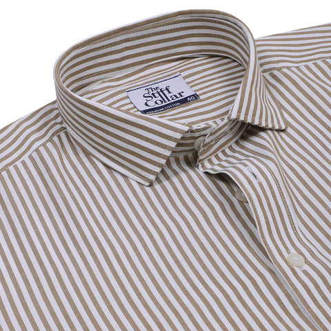 Pecan Brown Candy Stripe Cotton Shirt