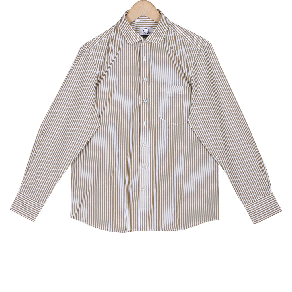 Almond Brown Candy Stripe Cotton Shirt