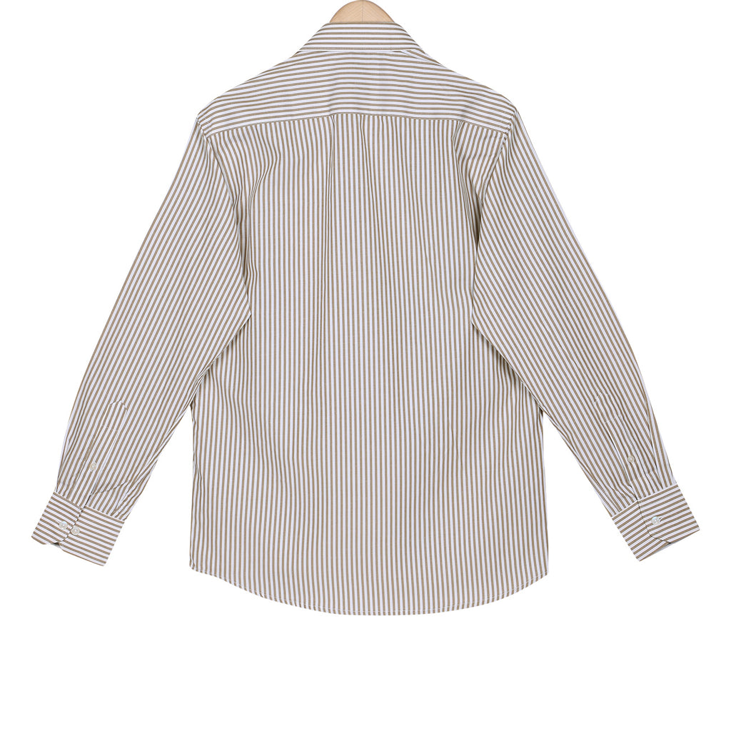 Almond Brown Candy Stripe Cotton Shirt