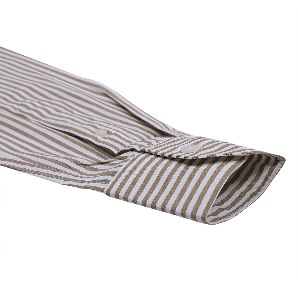 Almond Brown Candy Stripe Cotton Shirt