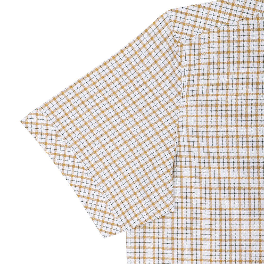 White Orange Tattersall Checks Half Sleeves Cotton Shirt