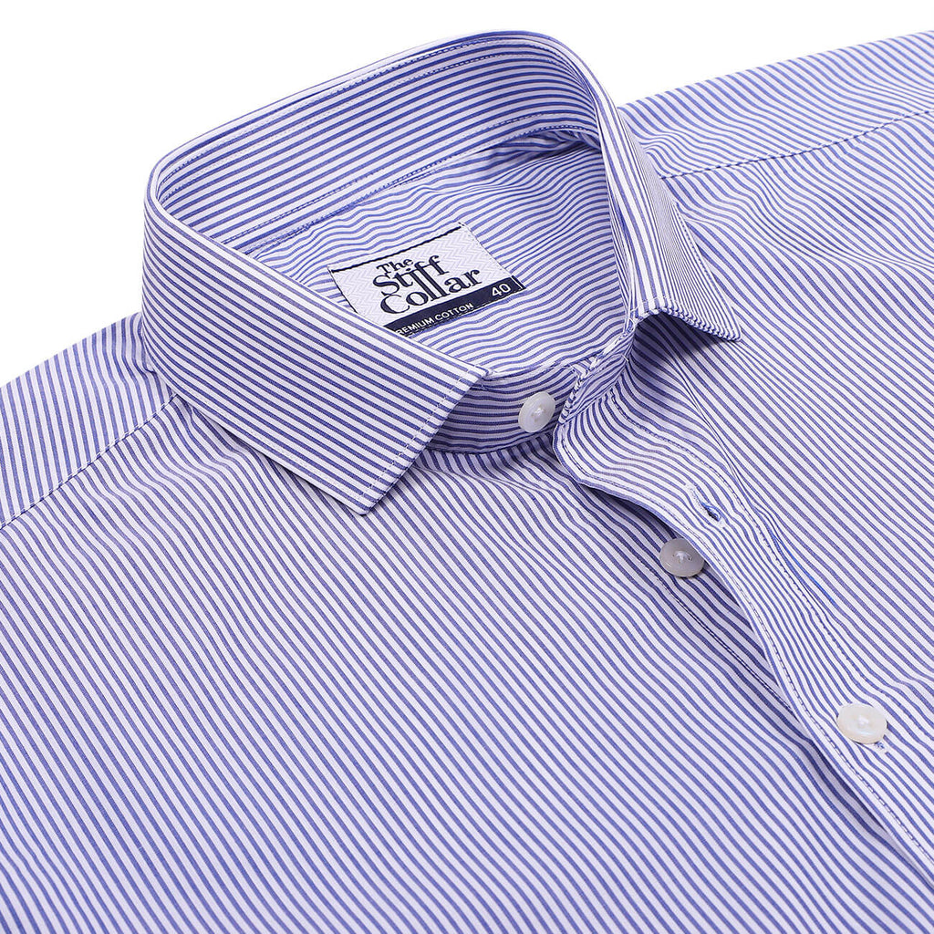 Royal Blue Regent Stripe 2 Ply Giza Cotton Premium Shirt