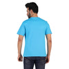 Soft Enzyme Washed Azure Blue Round Neck Cotton T-shirt