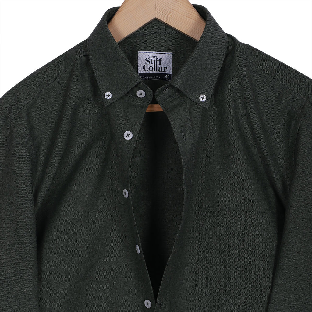 Dark Green Oxford Button Down Cotton Shirt