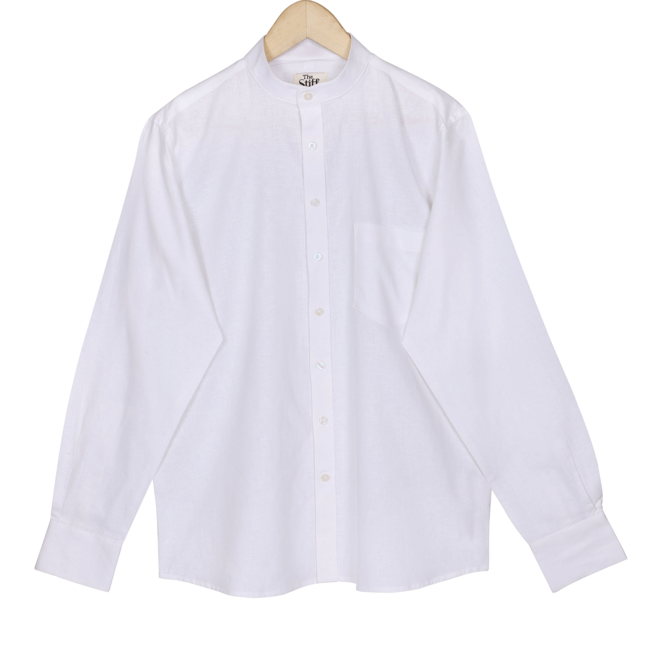 Natural White Cotton Linen Mandarin Collar Shirt – Thestiffcollar.com