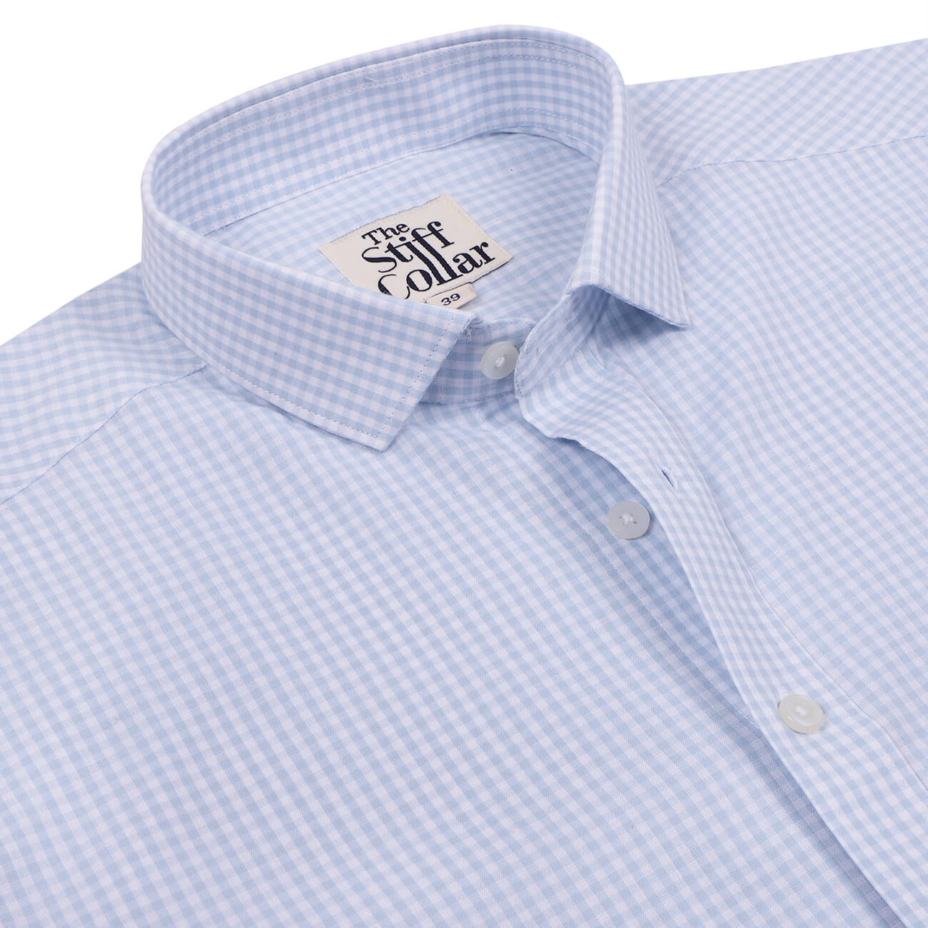 Fog Blue Gingham Regular Fit Half Sleeves Cotton Shirt for Men
