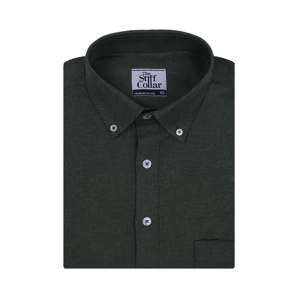 Dark Green Oxford Button Down Cotton Shirt