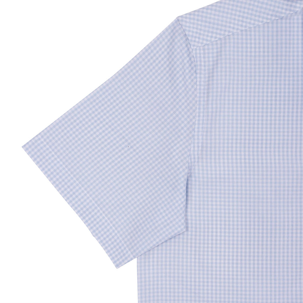 Fog Blue Gingham Regular Fit Half Sleeves Cotton Shirt for Men