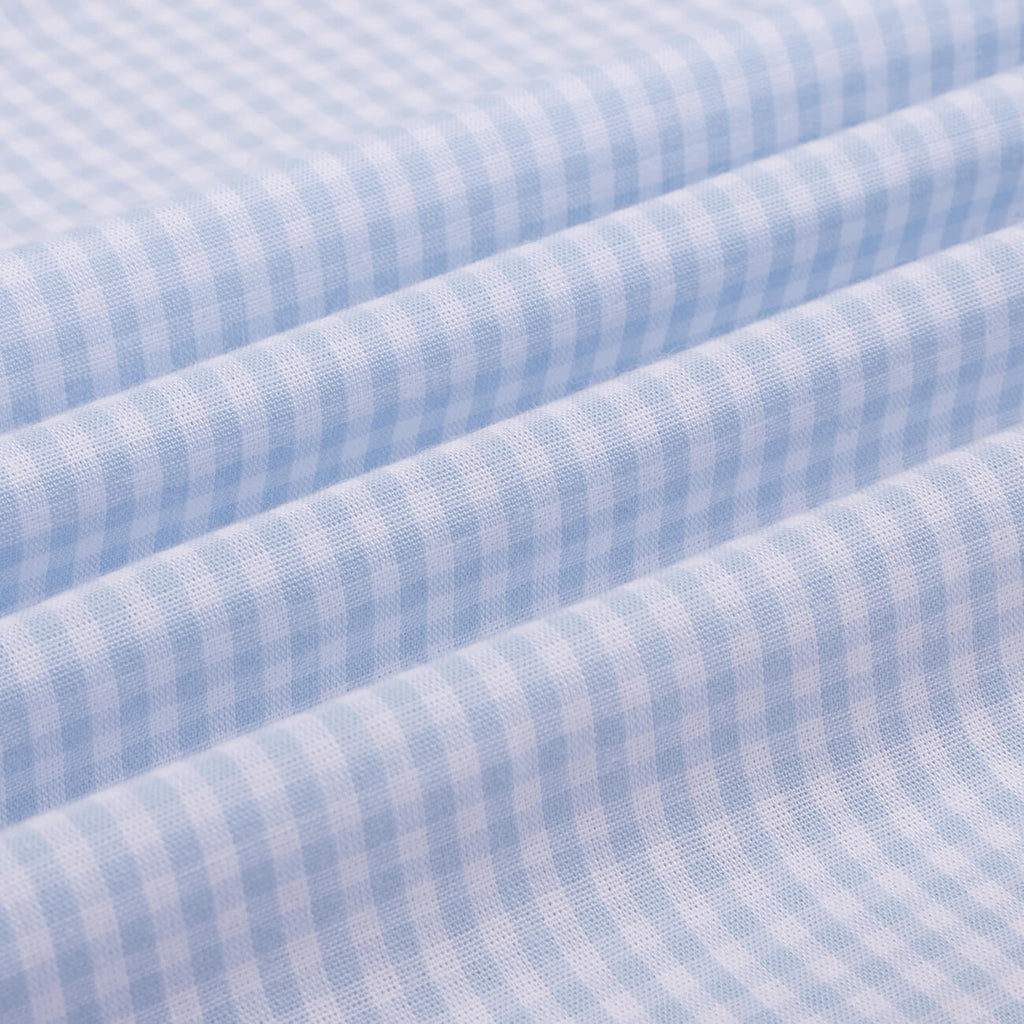 Fog Blue Gingham Regular Fit Half Sleeves Cotton Shirt for Men