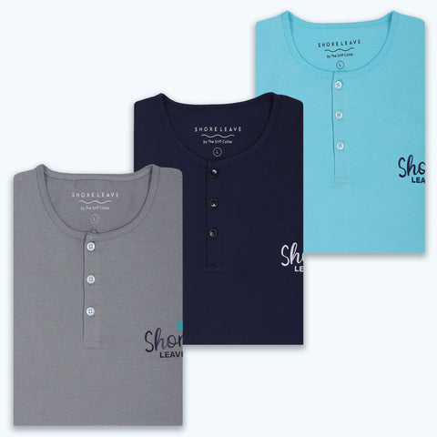 Navy Mandarin Collar Premium T-shirt