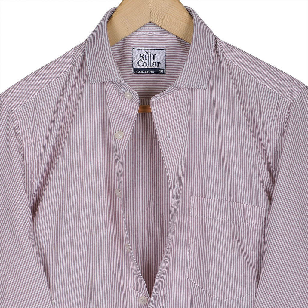 Light Violet Stripes Regular Fit Cotton Shirt