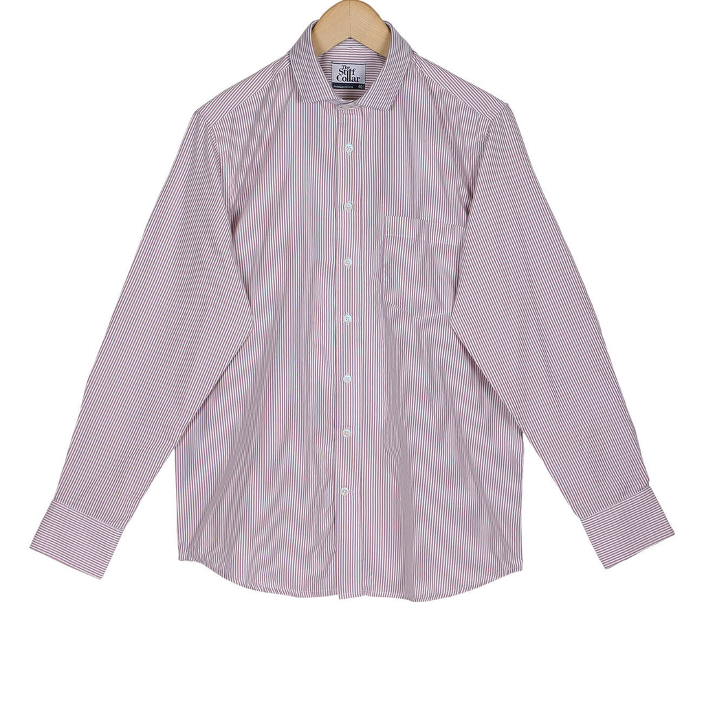 Light Violet Stripes Regular Fit Cotton Shirt