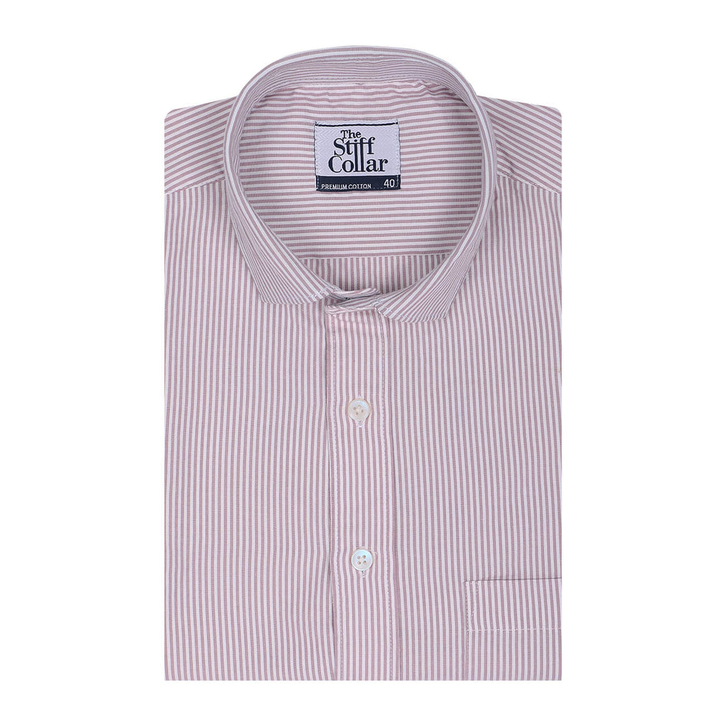 Light Violet Stripes Regular Fit Cotton Shirt