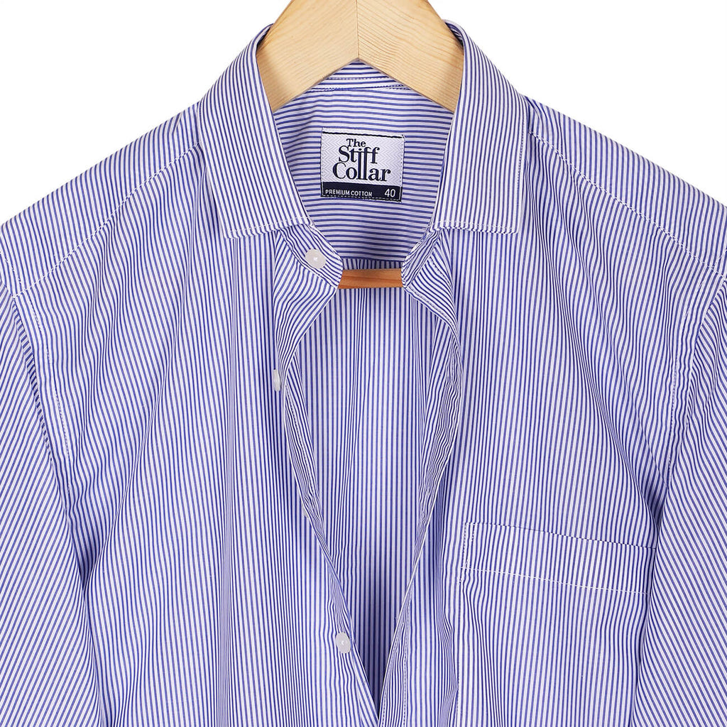 Royal Blue Regent Stripe 2 Ply Giza Cotton Premium Shirt